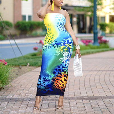 Print Off Shoulder Maxi Dress