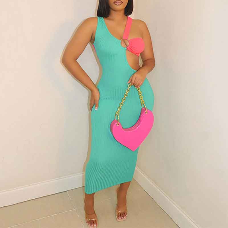 Colorblock Sleeveless Cut Out Maxi Dress