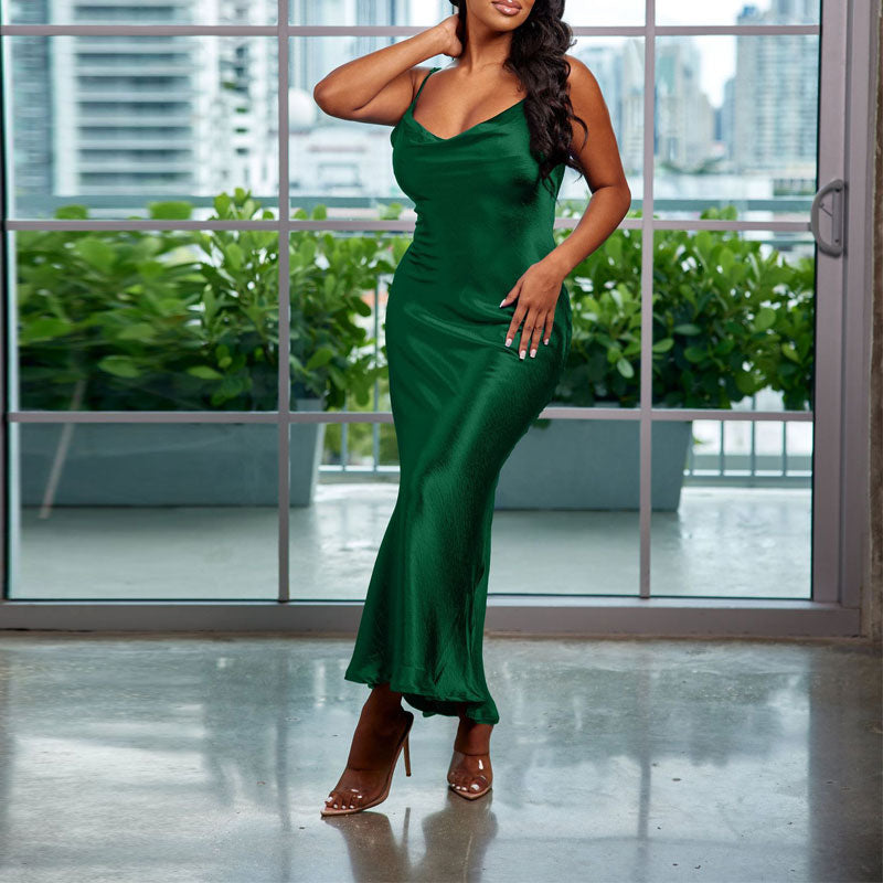 Solid V-Neck Sleeveless Maxi Dress