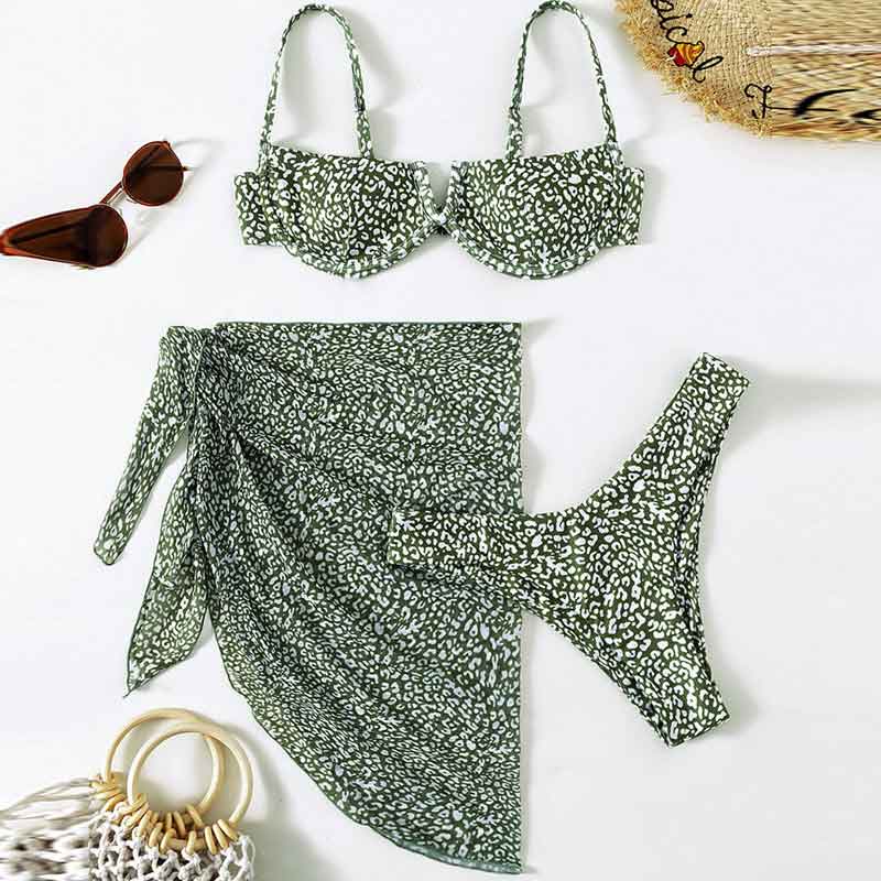 Print 3PCS Swimsuit Set