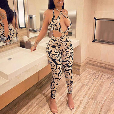 Musical Note Pattern Hollow Out Jumpsuit