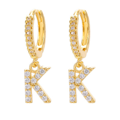 26 Letters Pattern Rhinestone Earrings