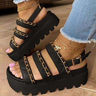 Casual Chain Design Platform Sandals