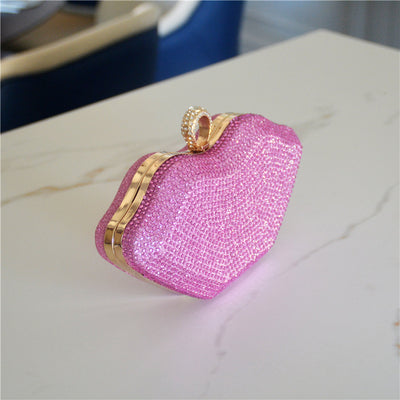 Rhinestone Lips Pattern Clutch Bag