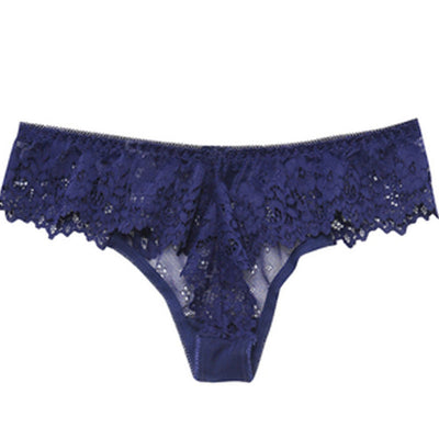 Solid Low Waist Lace Thong