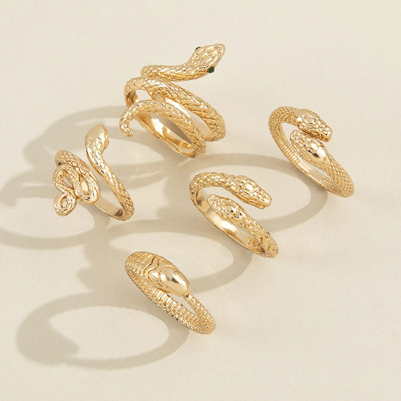 Snake Pattern 5PCS Rings Set