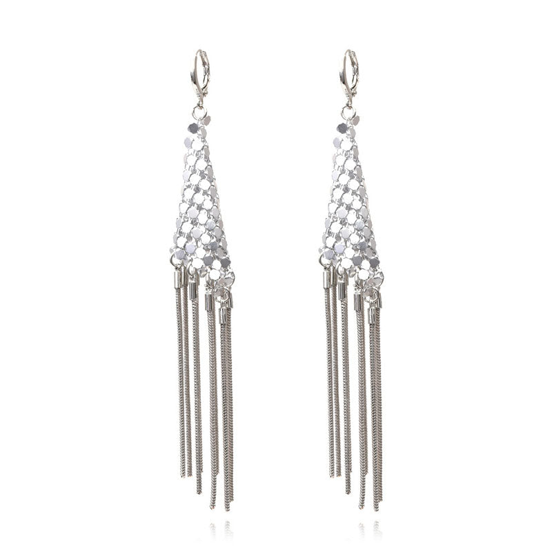 Solid Hollow Out Tassel Design Drop Earrings