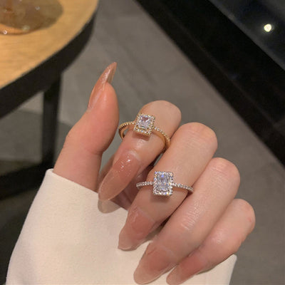 Square Shaped Rhinestone Ring