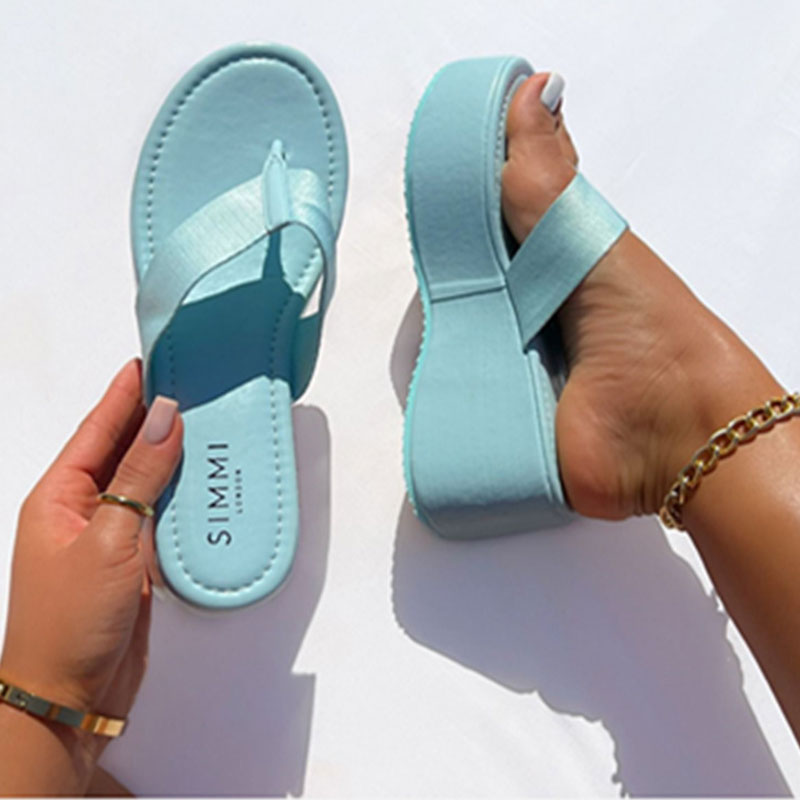 Solid Flip Flop Platform Sandals