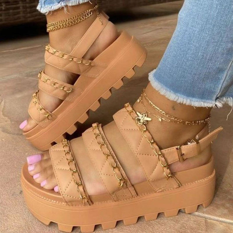 Casual Chain Design Platform Sandals