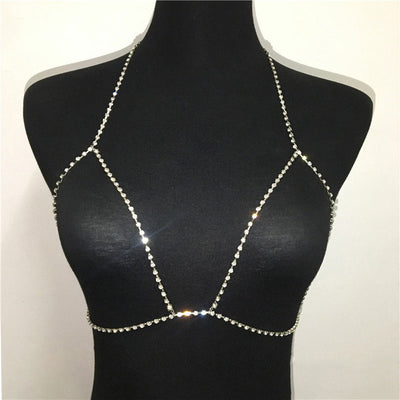 Rhinestone Halter Cutout Body Chain