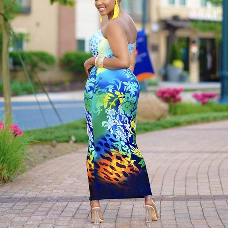 Print Off Shoulder Maxi Dress