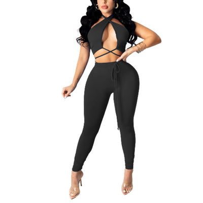 Halter Neck Wraps Tops & Pant Set