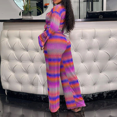 Colorful Long Sleeve 3PCS Pants Set