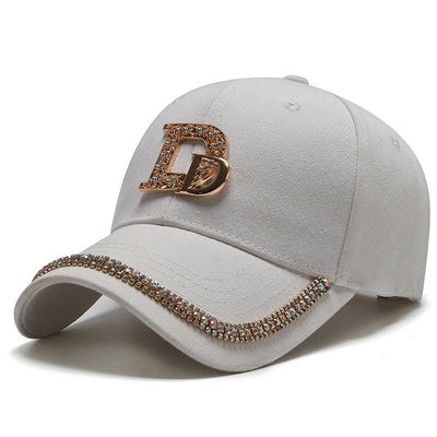 Rhinestone Letter Pattern UV Protection Peaked Cap