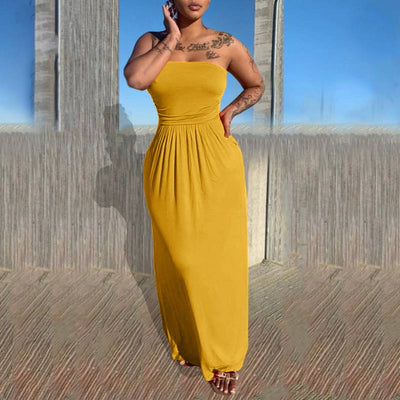 Solid Off Shoulder Loose Maxi Dress