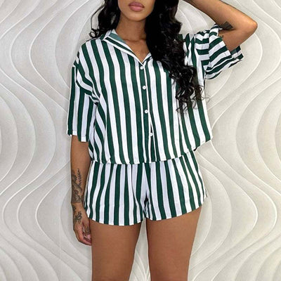 Striped Print 2PCS Shorts Set