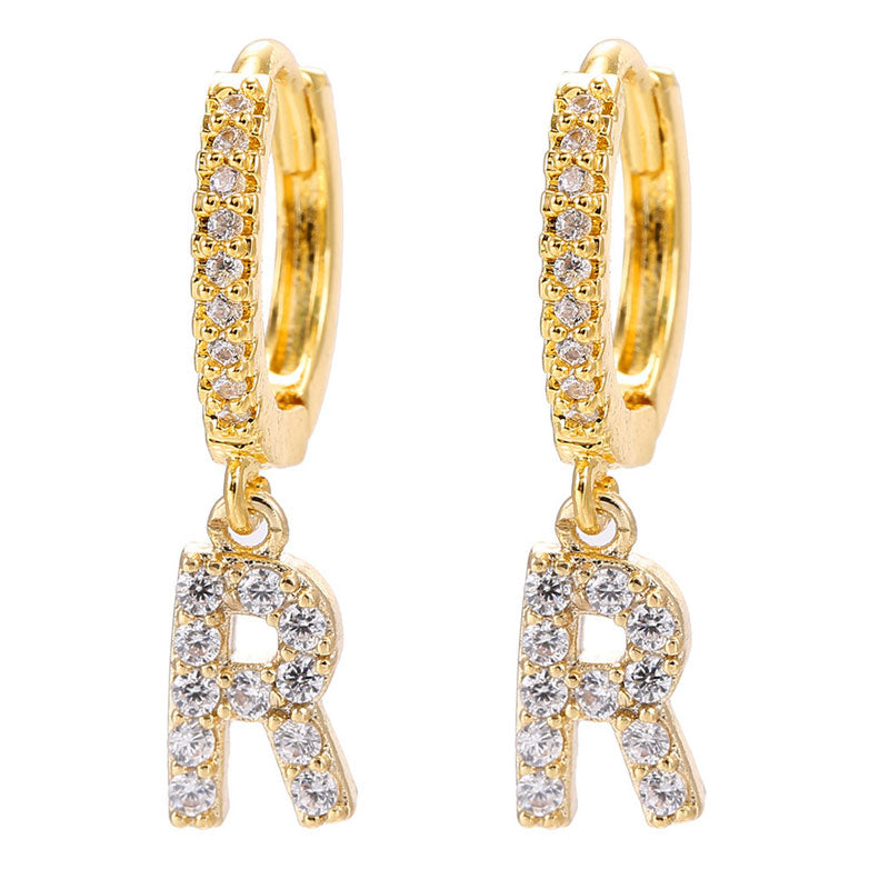 26 Letters Pattern Rhinestone Earrings