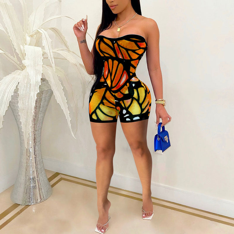 Summer Printed Sexy Bodycon Romper