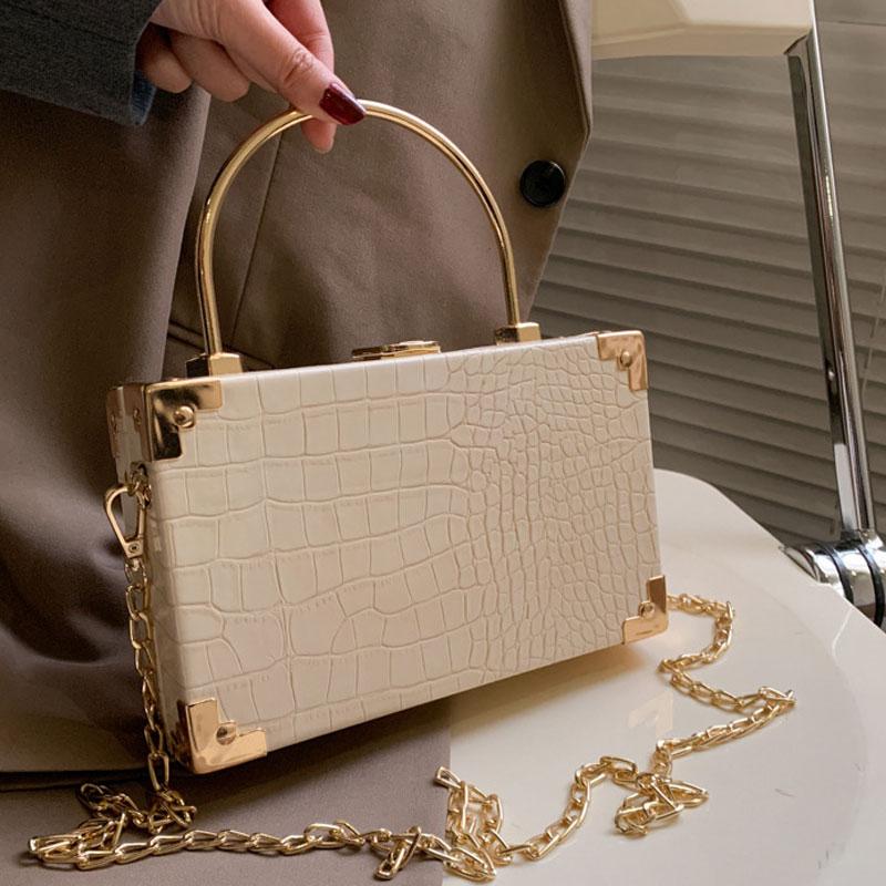 Snakeskin Pattern Chain Strap Box Bag