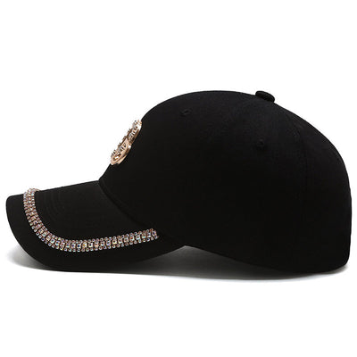 Rhinestone Letter Pattern UV Protection Peaked Cap