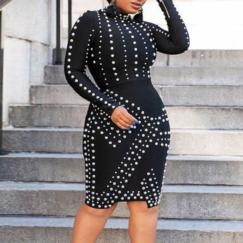 Studded Long Sleeve Bodycon Dress