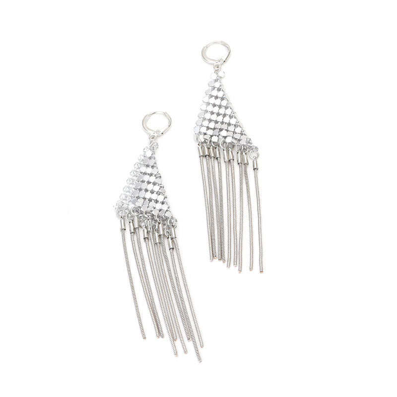 Solid Hollow Out Tassel Design Drop Earrings