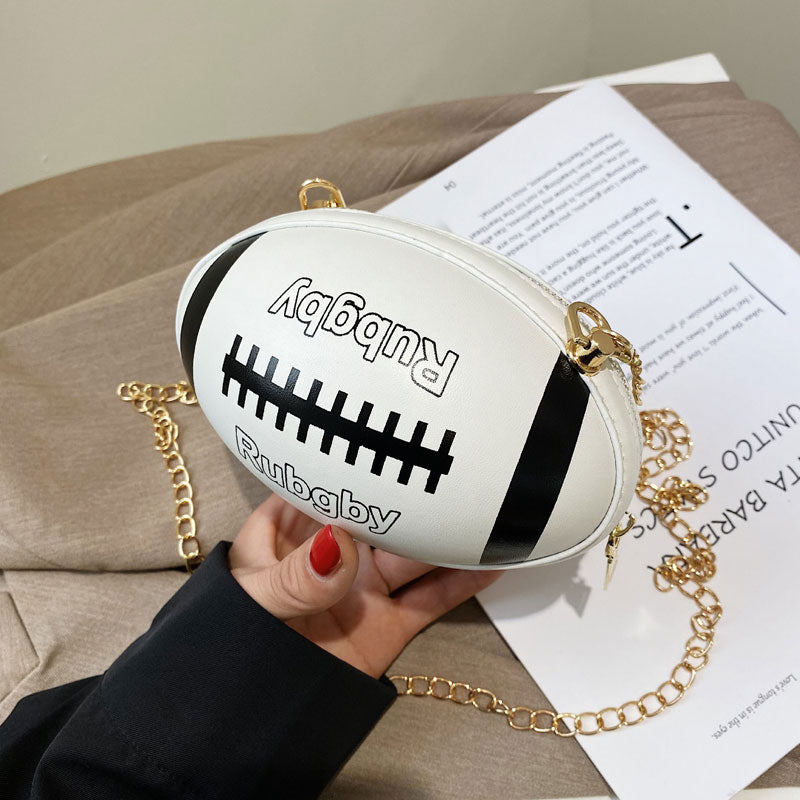 Rugby Ball Shaped Chain Strap Bag