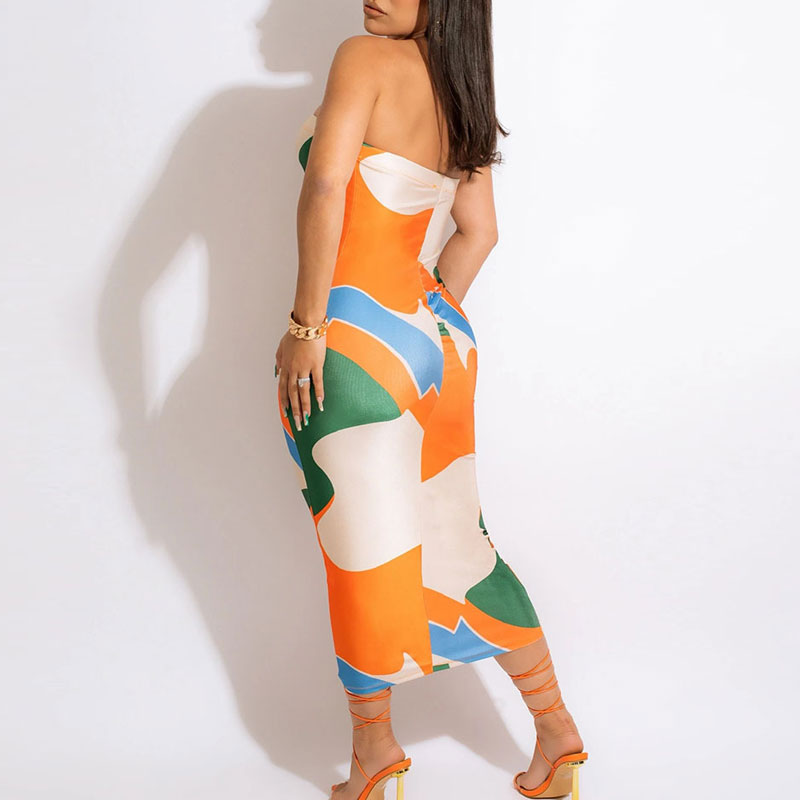 Print Off Shoulder Midi Dress