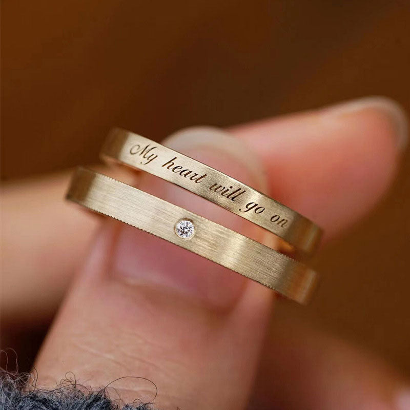 Engraved Letter Couple Rings