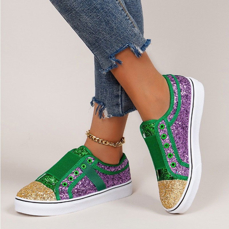 Stylish Colorblock Sequins Sneakers