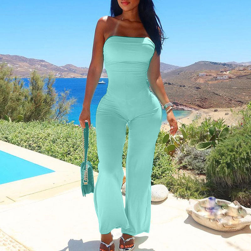 Solid Off Shoulder Skinny Jumpsuit