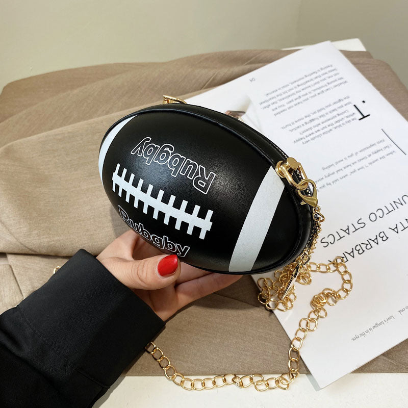 Rugby Ball Shaped Chain Strap Bag