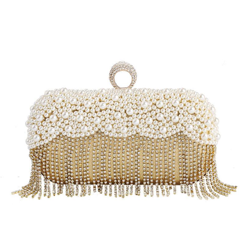 Rhinestone Beaded Tassel Design Evening Bag