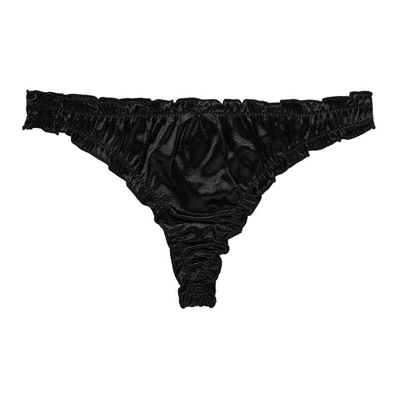 Solid Ruffled Bowknot Decoration Panty