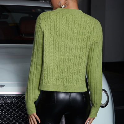 Solid Long Sleeve Knitted Tube Top & Sweater Set