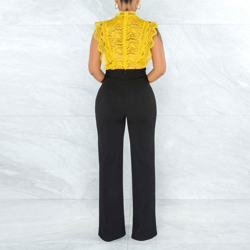 Solid High Waist Straight Leg Pants