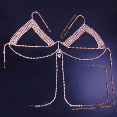 Rhinestone Cutout Layered Body Chain