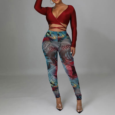 Print 2PCS Pants Set