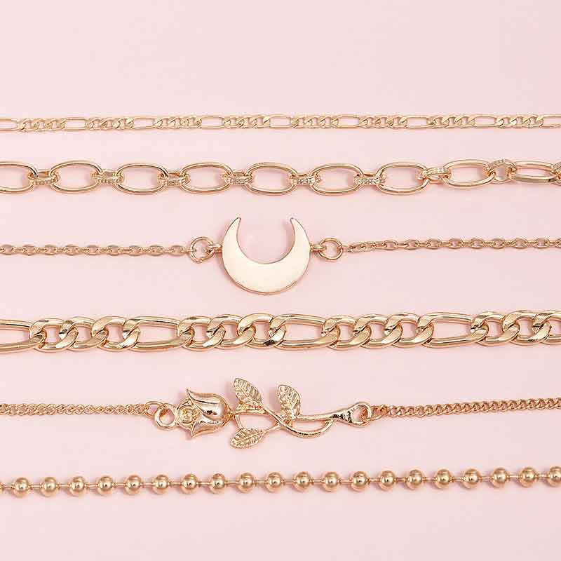 Floral Moon Pattern 6PCS Bracelet Set