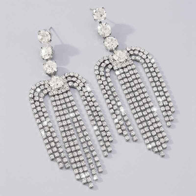 Rhinestone Tassel Design Earrings