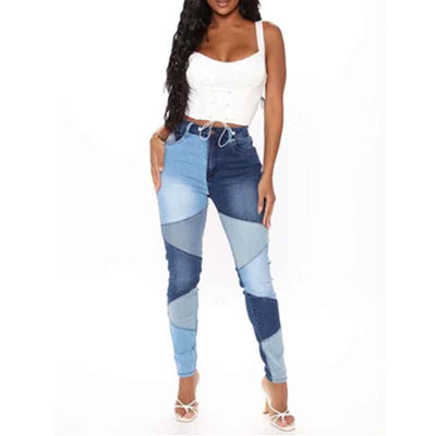 Colorblock High Waist Skinny Jeans