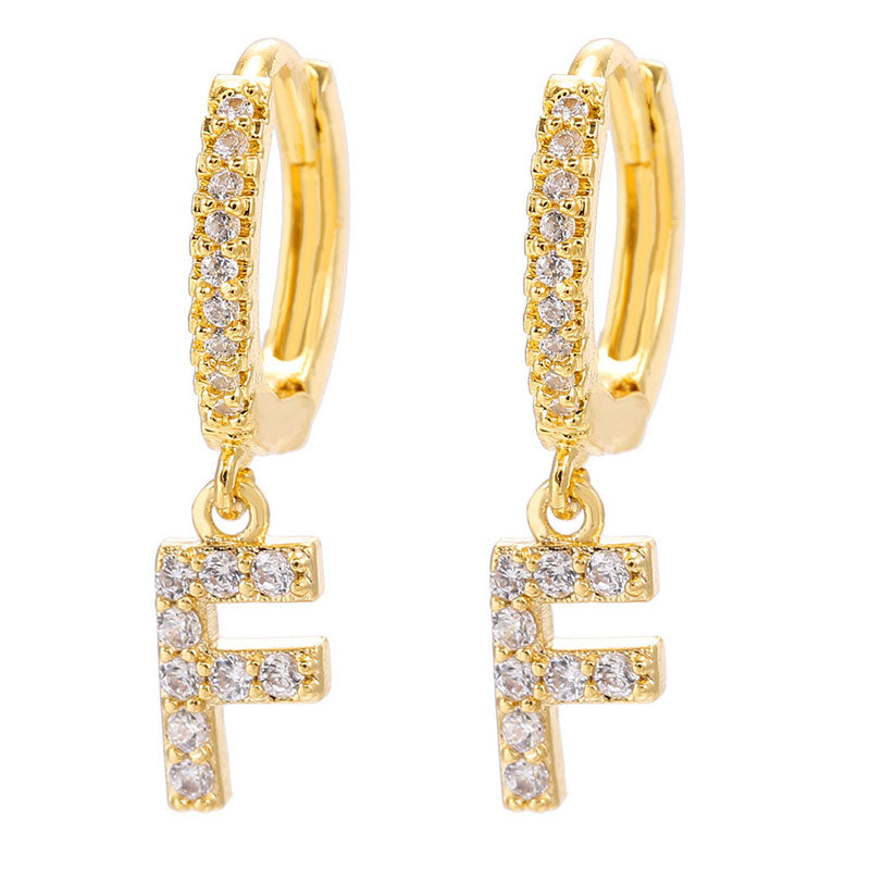 26 Letters Pattern Rhinestone Earrings