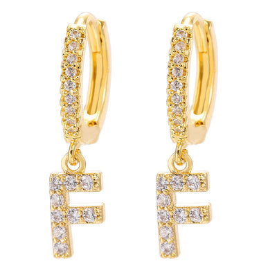 26 Letters Pattern Rhinestone Earrings