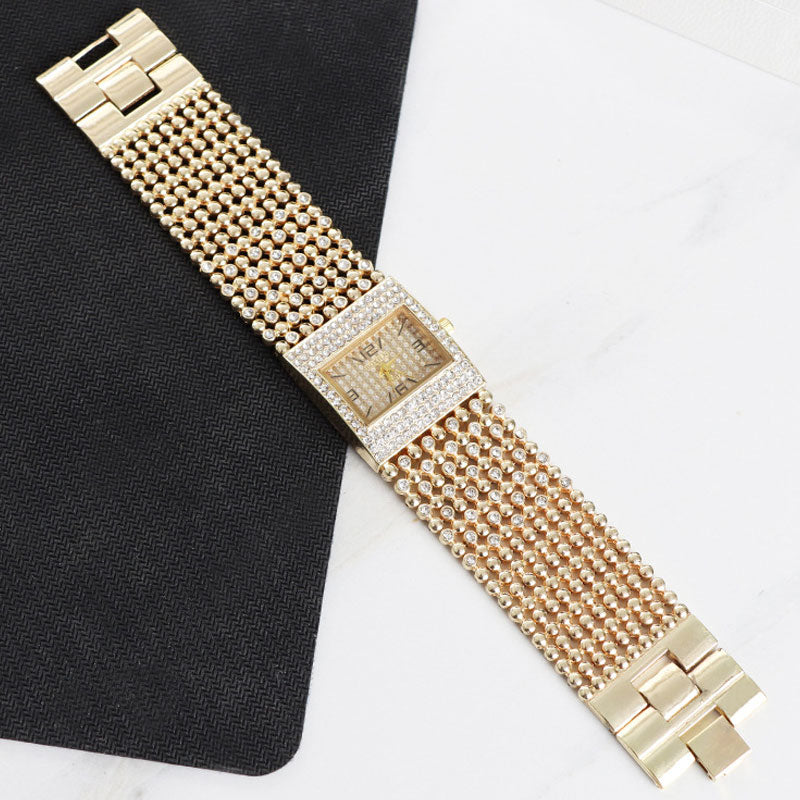 Square Shaped Rhinestone Wrist Watch