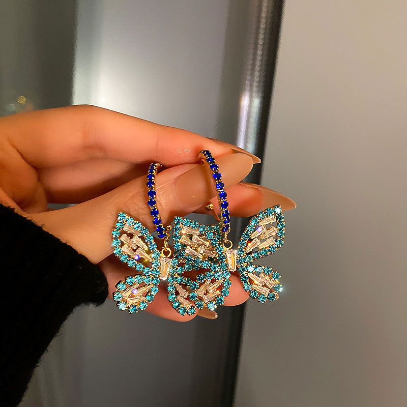 Beaded Butterfly Pattern Drop Earrings