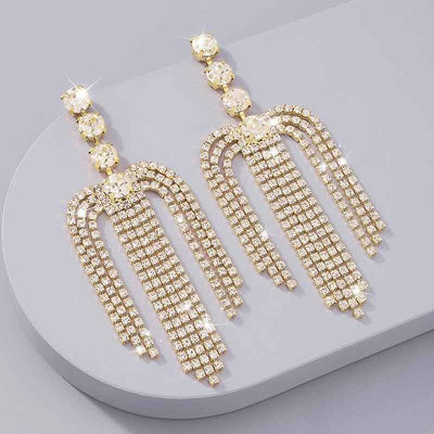 Rhinestone Tassel Design Earrings