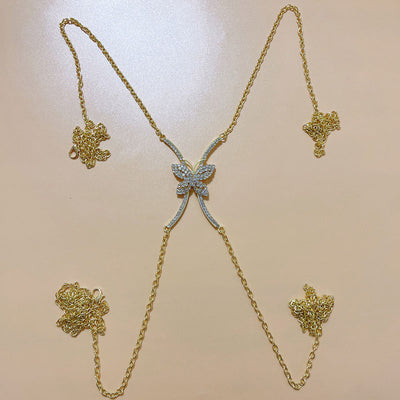 Rhinestone Butterfly Shaped Body Chain