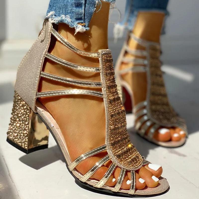 Studded Multi-Strap Chunky Sandals - Cherrybetty