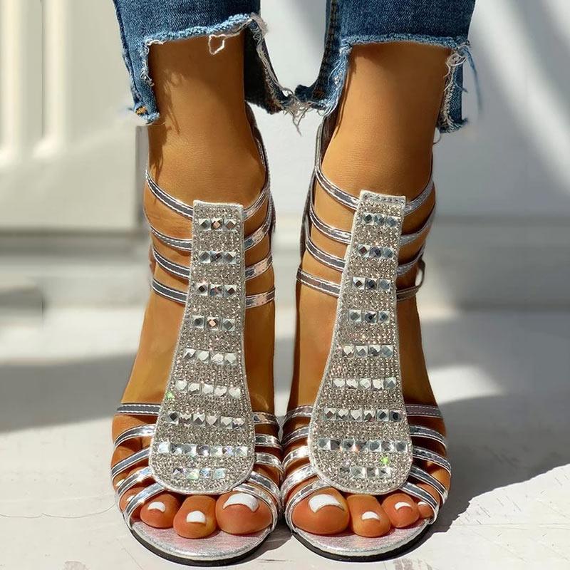 Studded Multi-Strap Chunky Sandals - Cherrybetty